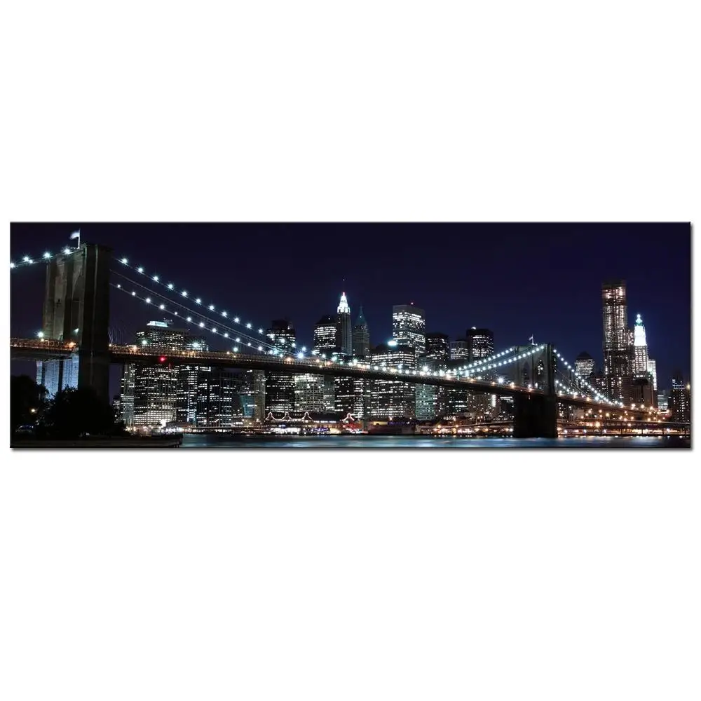 

New York Brooklyn Bridge Canvas painting Prints Painting Night City Landscape Art Picture For Living Room home decoration