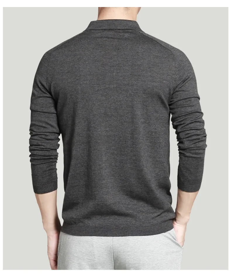 8 colors mens polo sweaters Simple style cotton knitted long sleeve 