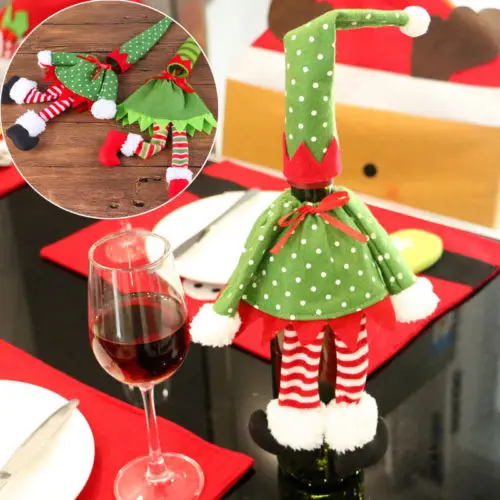 

Fun Merry Christmas Santa Wine Bottle Bag Cover Xmas Dinner Party Table Decor