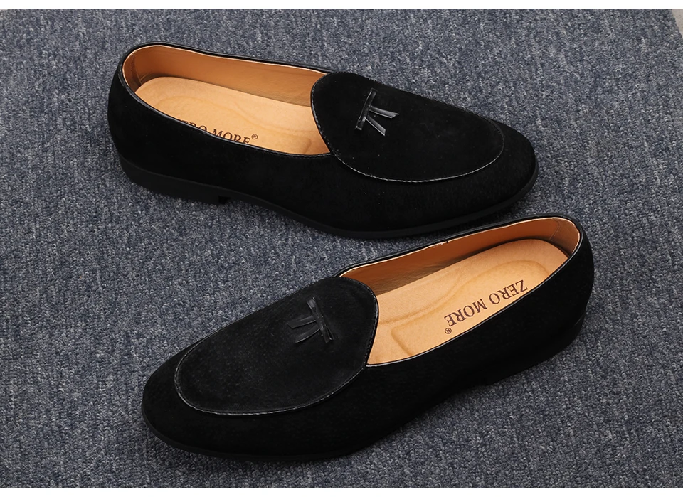 ZERO MORE обувь без шнуровки для мужчин черный настоящая свиная кожа 2018 Мокасины Мужская обувь повседневные Лоферы модные размеры 5,5-1 кисточки