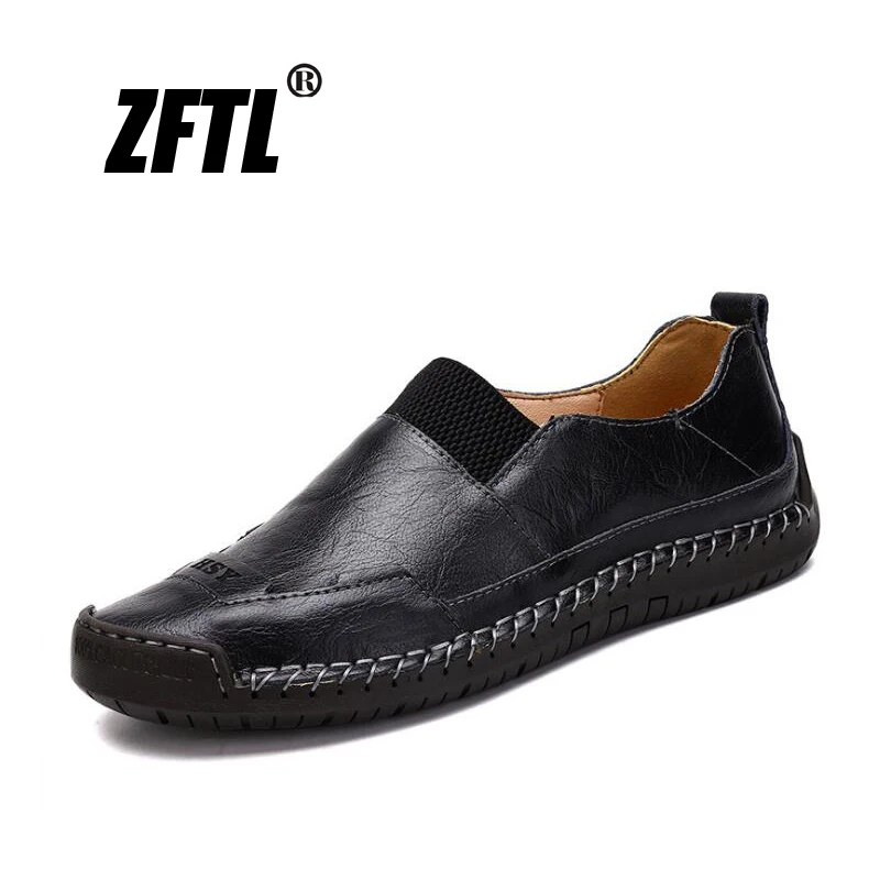 

ZFTL New men Loafers Genuine Leather Man Casual Boat shoes Handmade Driving shoes Big Size 38-48 Peas shoes Leisure lazy shoes20