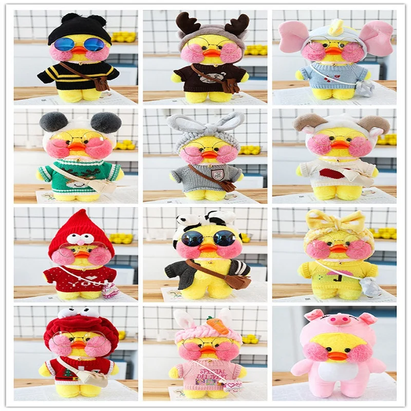 

28cm LaLafanfan Kawaii Cafe Mimi Yellow Duck Plush Toy Cute Stuffed Doll Role Playing Totoro Pig Toys Birthday Gift for Children