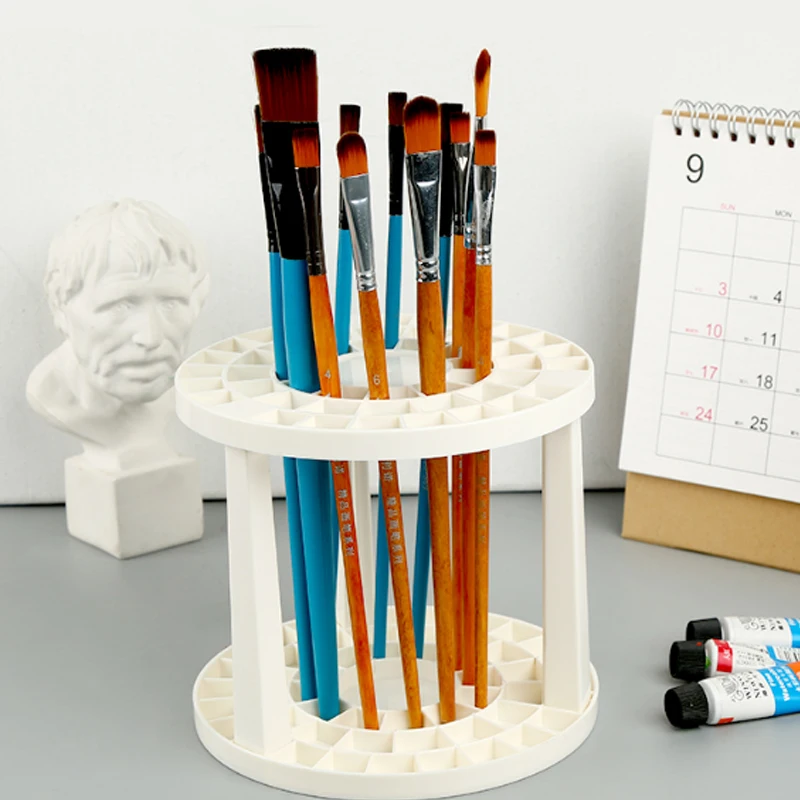 1 PC 49 Holes Brush Painting Pencils Storage Pen Holder Stand Watercolor Pen Container Drawing Tools Bin Rack (7)