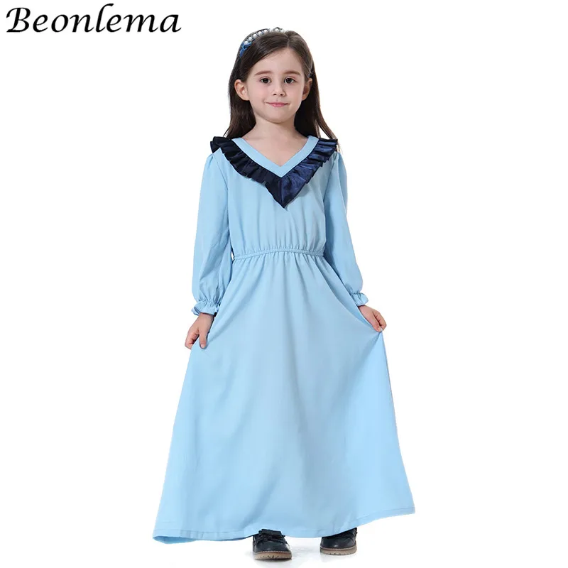 Beonlema арабский детей мусульманское платье пакистанских Кафтан vestido для девочек
