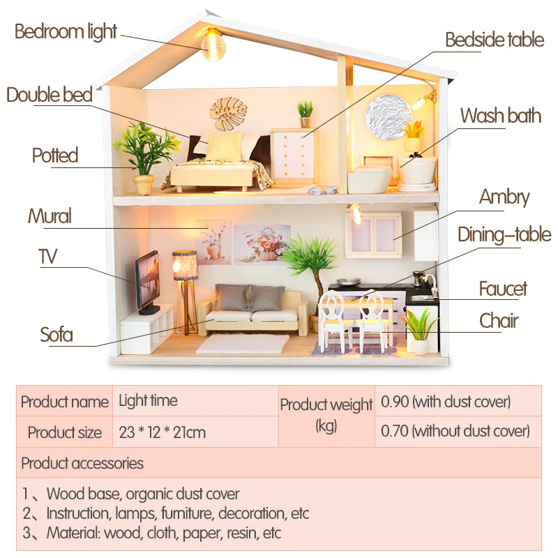 Doll House Miniatures Furniture Wooden Handcraft Dollhouse Kits DIY Dollhouse Puzzle Toys For Children Birthday Gift Light Time Doll House Miniatures Furniture Wooden Handcraft Dollhouse Kits DIY Dollhouse Puzzle Toys For Children Birthday Gift Light Time