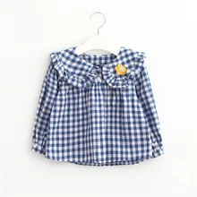 2016 Babies Striped Blouses Kids Girls Princess Cotton Shirts Baby Girl Autumn Ruffles Shirts Children’s wholesale clothing