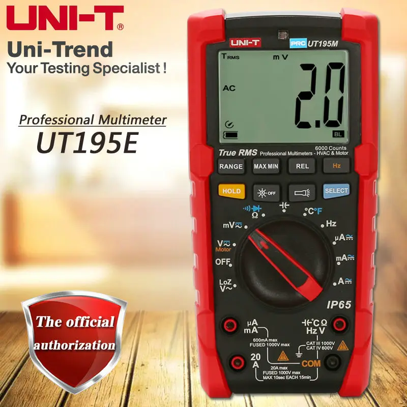 UNI-T UT195E Industrial True RMS Digital Multimeter Flashlight LoZ Voltage Measurement | Инструменты