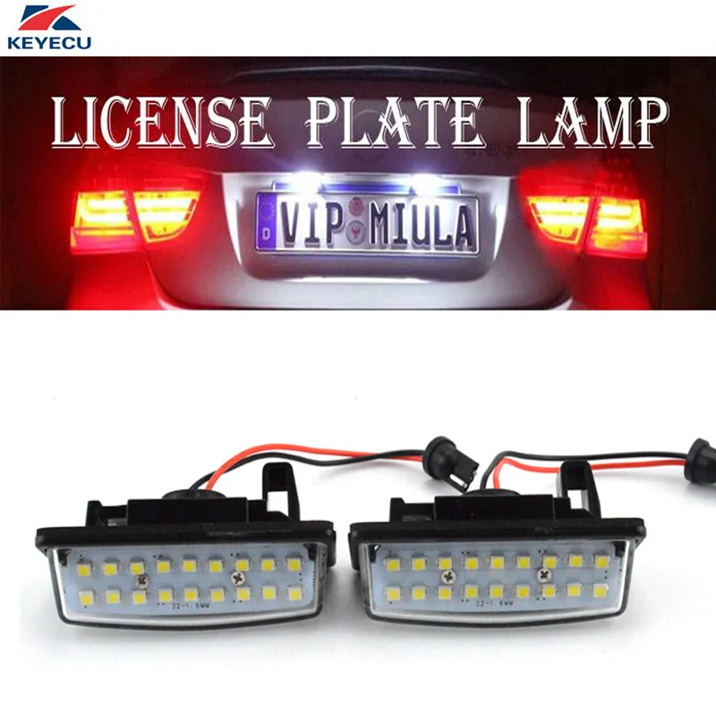 Супер Белые светодиодный лампы KEYECU 2 шт. 12 В 6500K 18SMD светильник Светка номерного