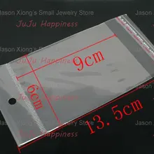 1000 шт самоклеющиеся уплотнения пластиковые пакеты W/отверстие для подвешивания 6*13,5 см ob1023