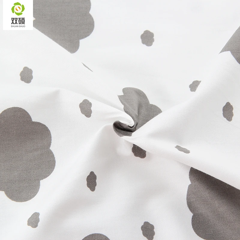 Gray Clouds Print Flower Cotton Fabric For Home Decoration Cloth Patchwork Crafts 40*50