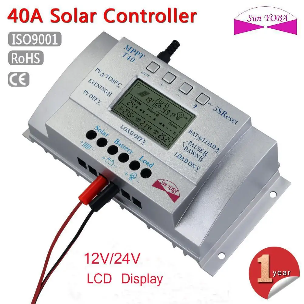 Solar Panel Regulator LCD 10//20//30//40A 12V//24V MPPT Charge Controller 3 Timer MT