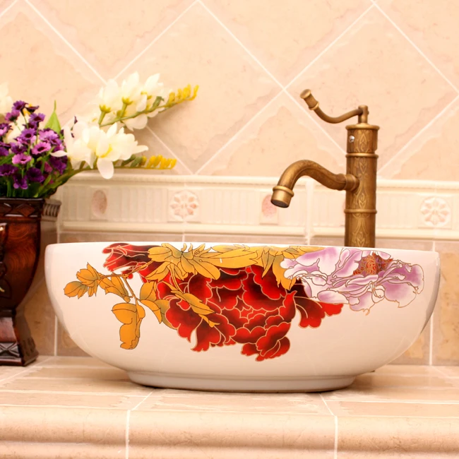 White color round Jingdezhen ceramic art counter basin wash basin lavabo sink Bathroom sinks washing basin (5)