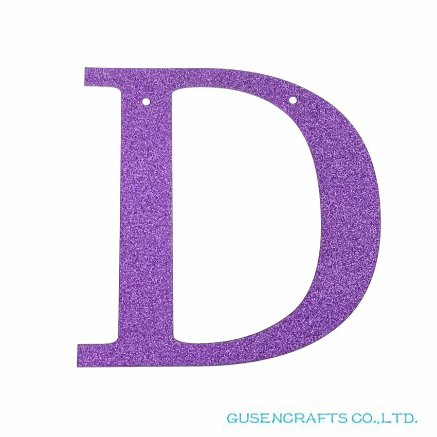 1pcs/lot 13cm Personalized Diy Purple Glitter Paper Letter Banner