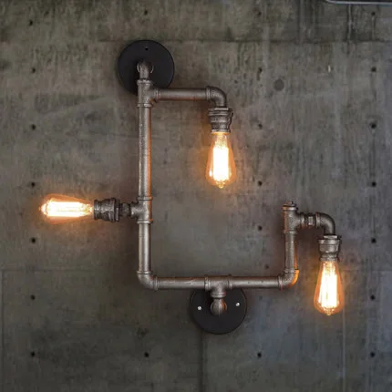 

Loft Style Wrought Iron Vintage Wall Lamp Creative Pipe Lamp Industrial Wall Sconce Bar Art Deco Lighting Edison Wall Light