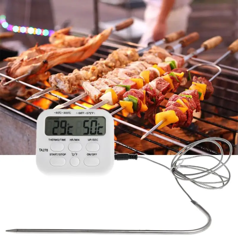 Digital BBQ Thermometer Cooking Meat Food Oven Grill Kitchen Timer Thermometer Digital BBQ Thermometer Cooking Meat Food Oven Grill Kitchen Timer Thermometer