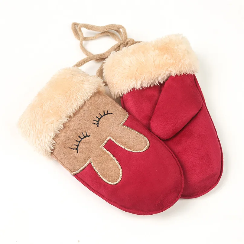 Children's Gloves Kids Winter Cartoon Warm Ski Gloves Plus Velvet Thickening Mittens Child outdoor gloves Christmas gifts #2n07 (2)