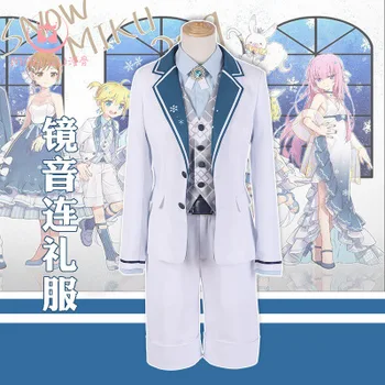 

High Quallity Japanese Anime Kagamine Rin/len Kagamine len Man Cosplay Costume Shirt + Tie + Vest + Coat + Pants + Belt + Scoks