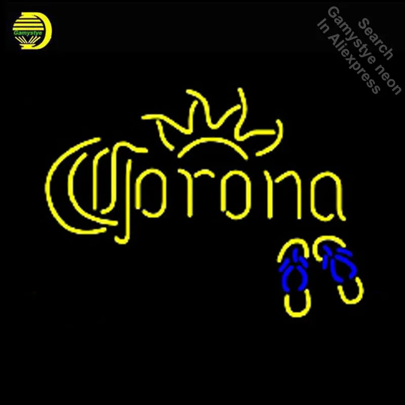 Neon Sign for Corona Flip Flops bulb Beer Bar Pub Light lamp Store Display Lamps Aesthetic Room Decor Wall | Освещение