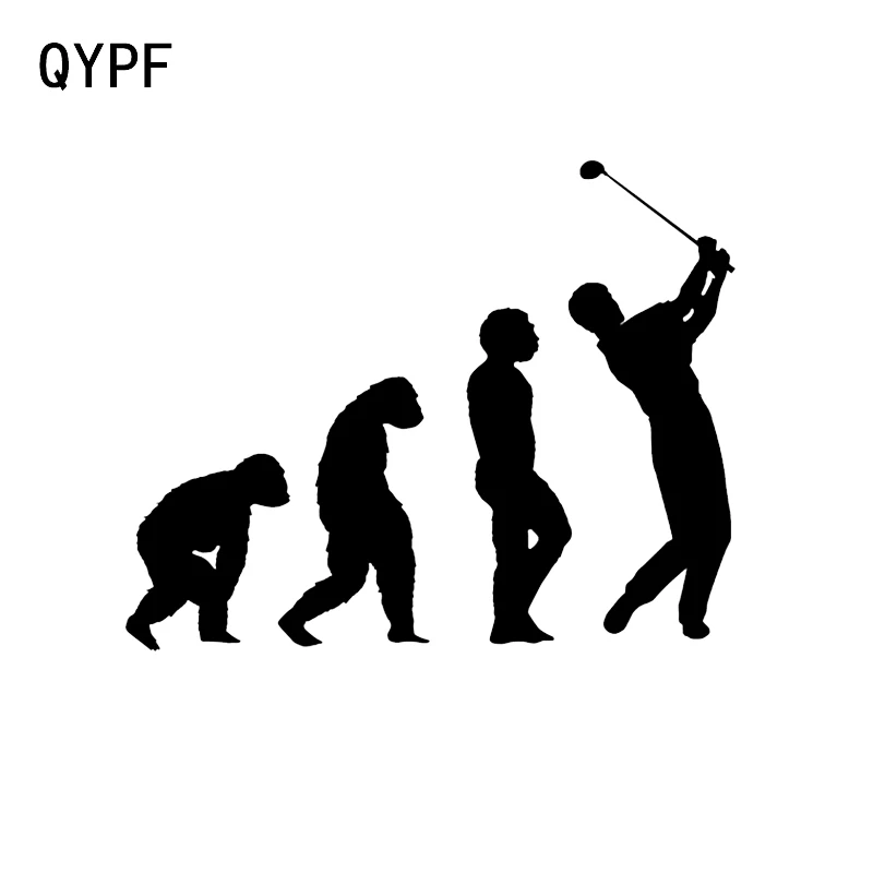 

QYPF 14.9*12CM Interesting Evolution Of Golfer Decor Vinyl Car Sticker Reflective Silhouette Accessories C16-1493