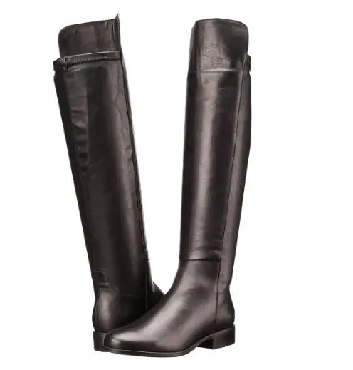

Autumn and winter woman black solid round toe knee high long boots ladies spring square low heel long boots Knight boots
