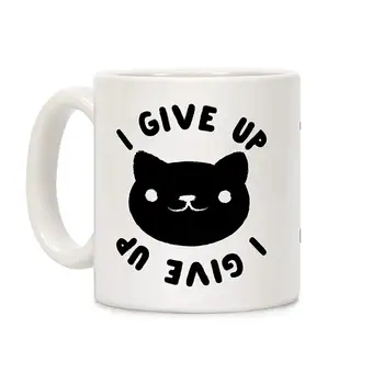 

I Give Up Cat White 11 Ounce Ceramic Coffee Mug
