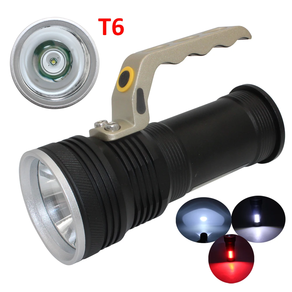 

LED flashlight t6+cob Shock Resistant Self Defense 18650 battery LED rechargeable torch flashlight