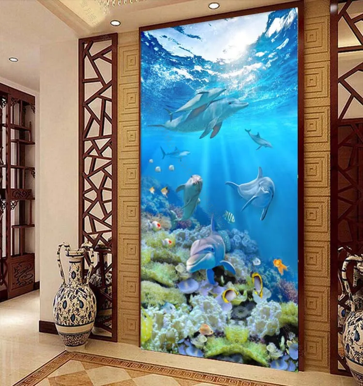 Заказной 5D Дельфин подводный мир Алмазная Вышивка крестиком, полная дрель, Diy Алмазная вышивка, мозаика рукоделие, декор стен