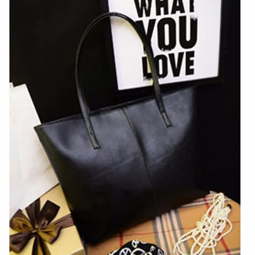

2017 New Fashion Handbag Lady Shoulder Bag Tote Purse Leather Women solid large capacity shoulder bag tote bag bolsa feminina