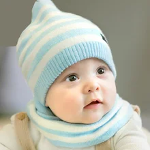 

2Pcs/Set Newborn Baby Knitted Hat Scarf Cartoon Cat Caps Scarves Infant Boys Girls Autumn Winter Warm Crochet Beanie Set