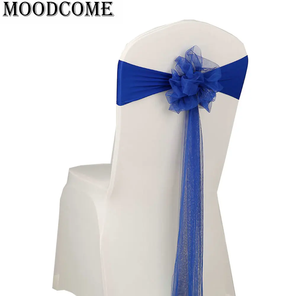 royal blue wedding chair sashes organza bleu marine band wedding