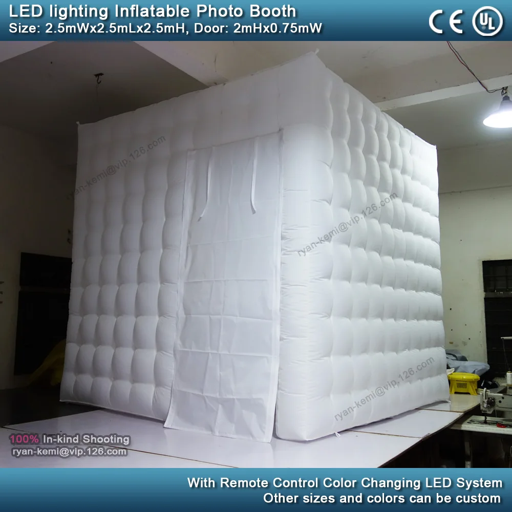 2.5m 8.2ft inflatable photo booth LED lighting portable inflatable photo tent enclosure cube tent with blower daytime