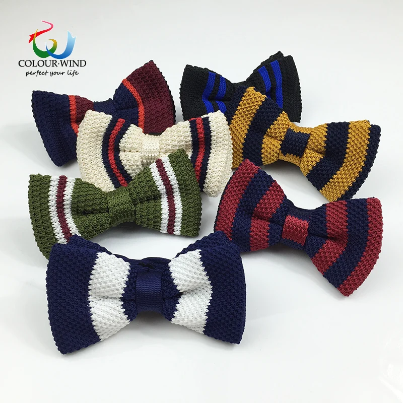 

2017 Formal Men's Tie Knitted Polyester Bow Ties Classic Dot Striped With Adjustable Knot Butterfly For Boy Male Gravata Gift