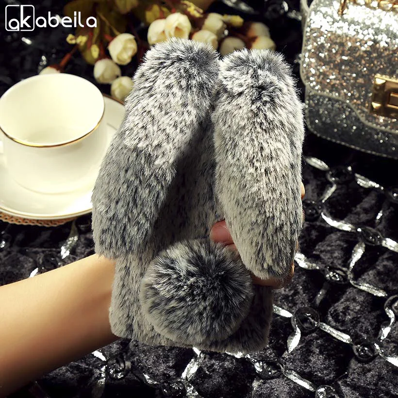 

AKABEILA Rabbit Fur Case For Xiaomi Redmi Note 5A Prime Case SiliconE Soft TPU Bling Cases Coque For Redmi Note5A Prime Cover