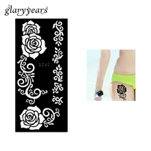 1 шт., черный цветок розы, хна, трафарет для татуировки, хна, рисование пастой, Очаровательная Женская ножка, сделай сам, шаблон татуировки, высокое качество, S292