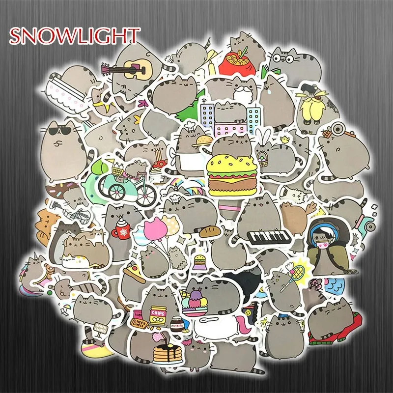

50Pcs/Set Cartoon Fat Cat Cute Expression Sticker For Snowboard Laptop Luggage Fridge DIY Styling Vinyl Home Decor Pegatina
