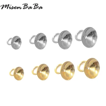 

100PCS Gold Silver Color Cabochon Setting Stainless Steel Round Pearls Base For Jewelry DIY Making Finding Pendants Connectors