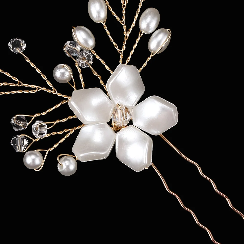 

1 Pc Faux Pearl Rhinestone Hair Plug Bride Headdress Handmade Hair Pins Fashion Jewelry Small Hairpin Wedding Hair Accessories