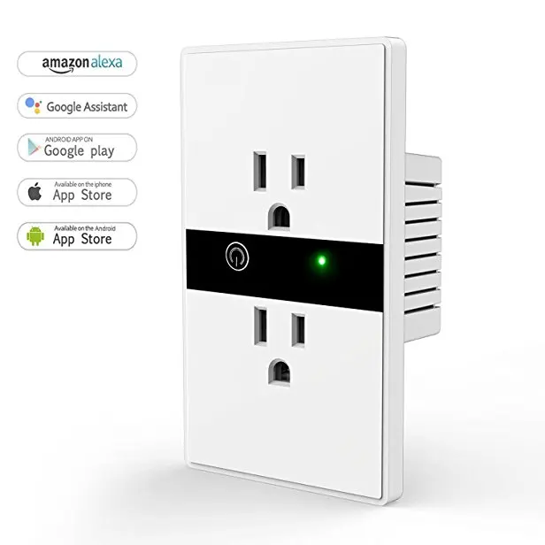 

Smart Wall Outlet, Wi-Fi In-Wall Socket with Timing, No Hub Required, Remote Control Your Devices Anywhere,