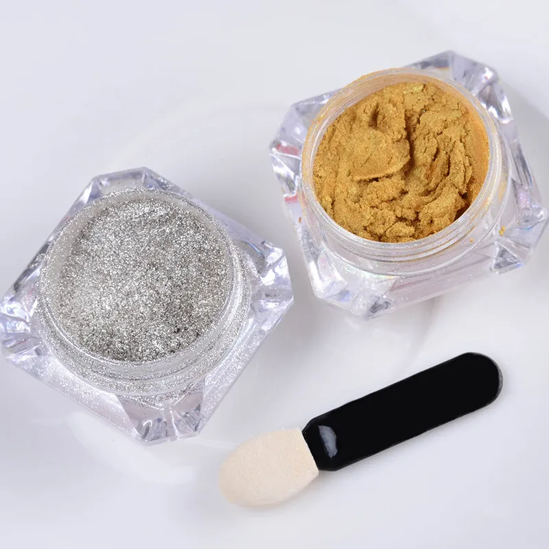 BORN PRETTY Gold Silver Mirror Powder Holographic Powder 1g Nail Glitter Dust Nail Art Sequins Chrome Mirror Pigments