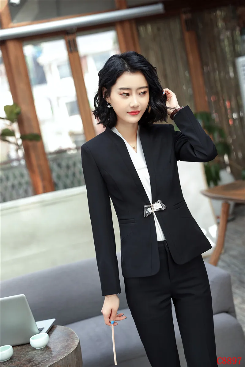 Новый стиль 2019 Формальные Черный Блейзер женские куртки пальто дамы Повседневная обувь Офис Единые конструкции
