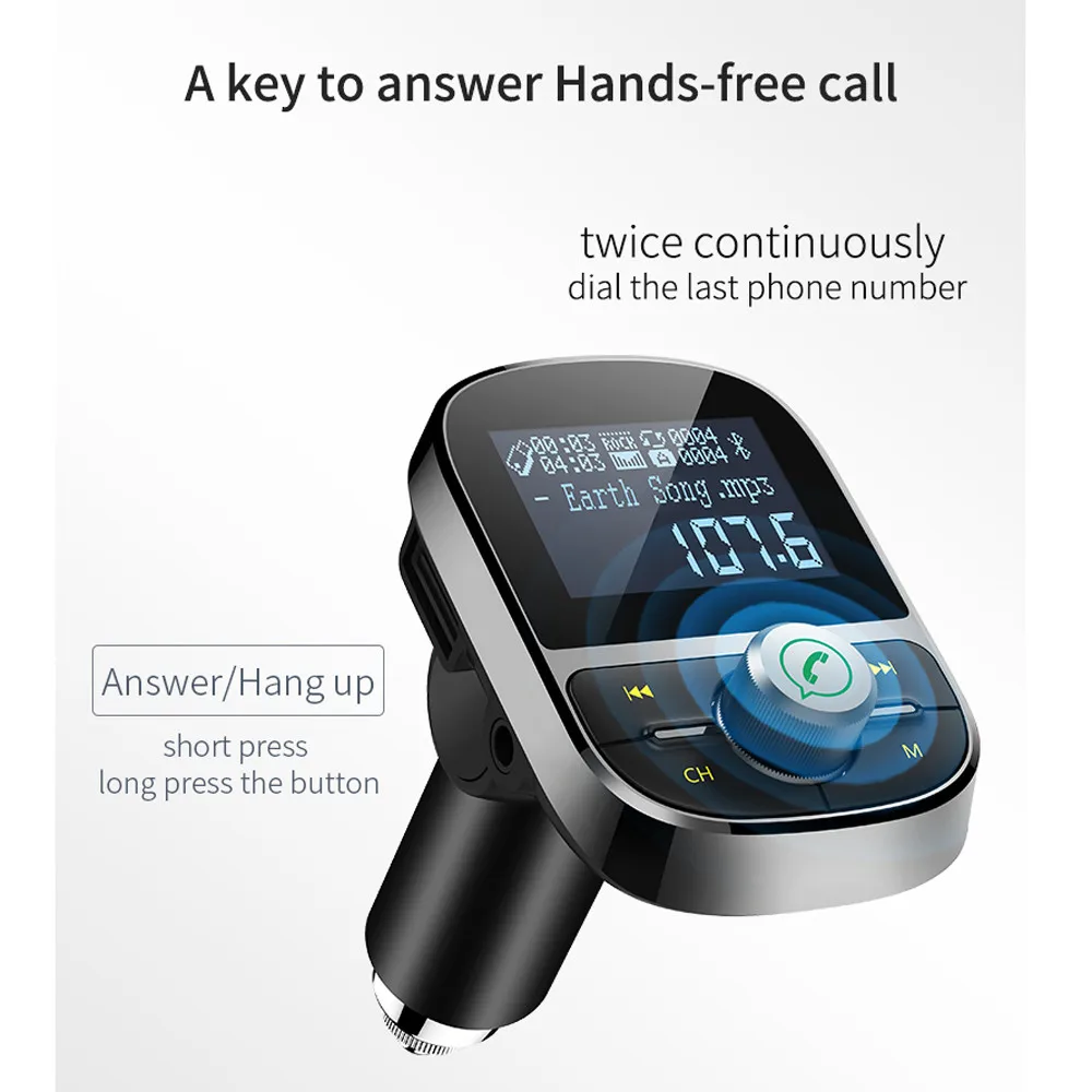 ONEVER Bluetooth Автомобильный fm передатчик беспроводной 3.1A USB зарядное устройство MP3
