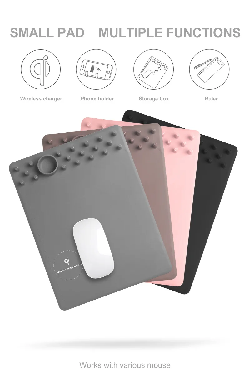 Ascromy Wireless Charger Mouse Pad Qi Wireless Charging Charger Storage Mouse PadMat for Iphone 8 Plus X Samsung Galaxy S8 S7 (8)