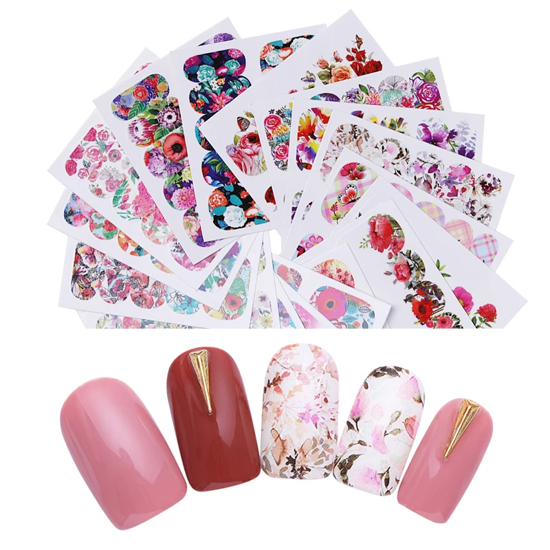 

Nail Water Decals Transfer Stickers Flower Butterfly Rose Nail Art Decoration Water Sliding Decals DIY Manicure