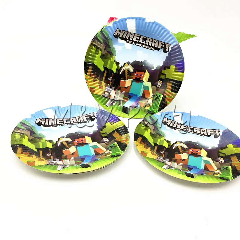 50 Pcs Lot Minecraft Theme Vaisselle Jetable Ensemble Assiette En Papier Tasse Anniversaire Bebe Douche Fete Vaisselle Fournitures Decorations Aliexpress