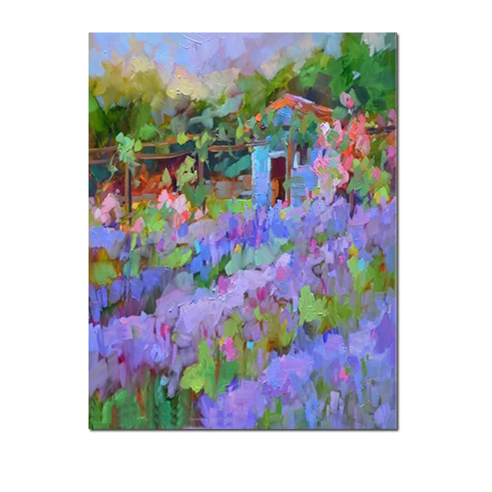 

Hand Painted Modern Abstract Purple Flower Landscape Oil Painting on Canvas Flower Wall Painting For Living Room Home Wall Decor