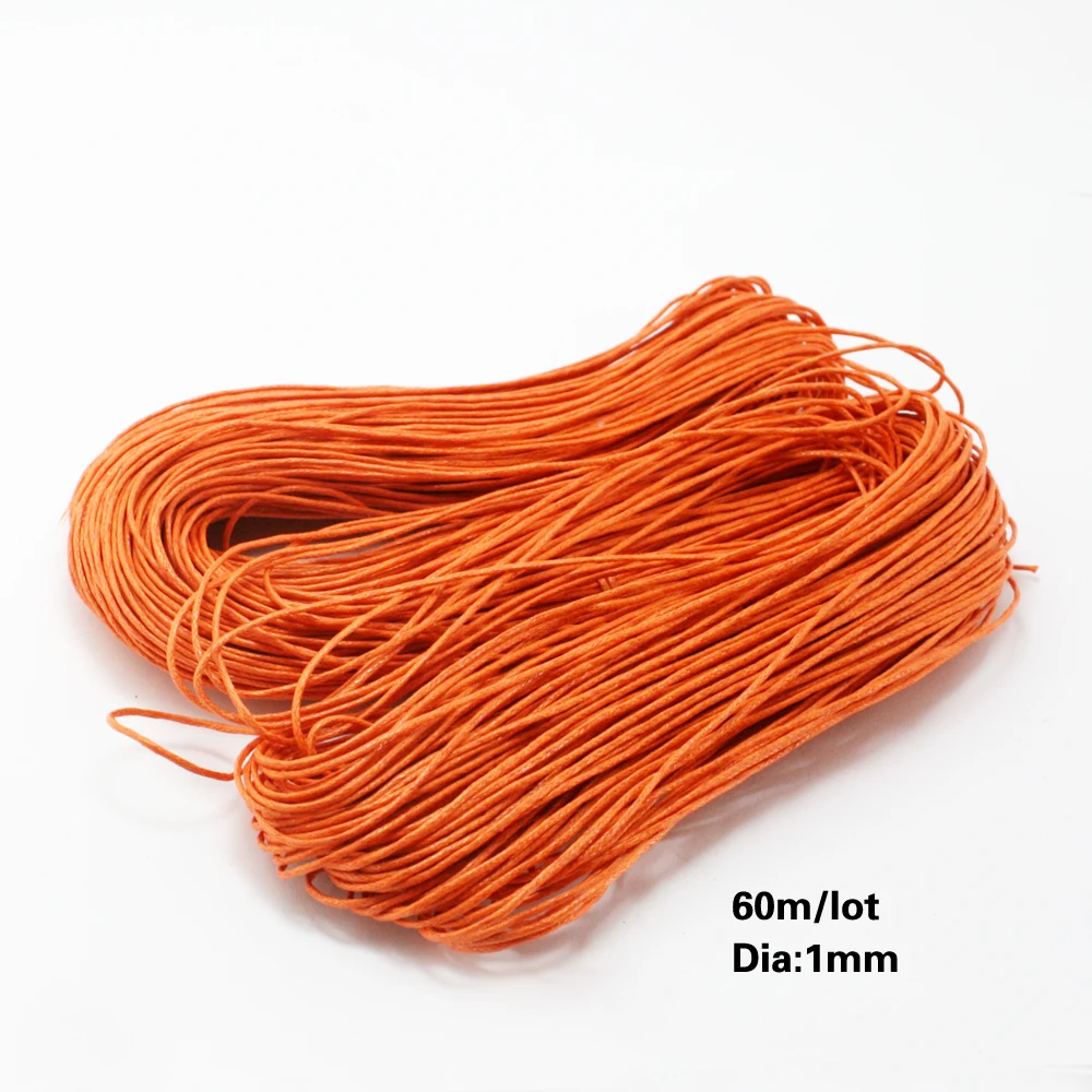 

Hot Fashion Cotton Waxed Cord 60m Orange Jewelry Cord Thread Jewelry Findings Accessories 1mm for DIY Fashion Necklace Bracelet