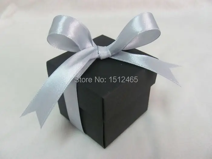 

100pcs/lot Black 2pc 5x5x5cm Paper Bomboniere Wedding Favor Boxes Candy gift boxes WB12