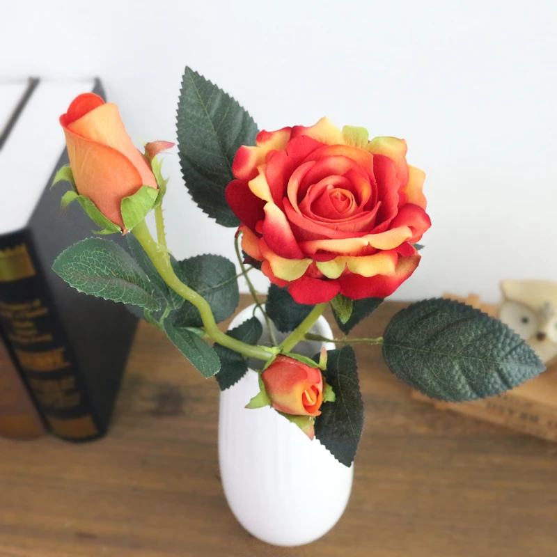 JAROWN Artificial Flannel Ruyi Rose Simulation Fake Flowers Branch Wedding Decor Home Office Decoration Silk Flower (7)