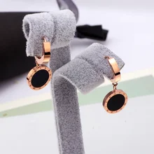 Лидер продаж, брендовые ювелирные изделия, розовое золото, серьги-капли, римская цифра 316L, серьги из нержавеющей стали для женщин, женский подарок, бижутерия E1