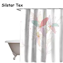 

Silstar Tex 12 Hooks Beautiful Flowers Printed Bathroom Decor Waterproof Shower Curtain Polyester Fabric Butterfly Print Curtain